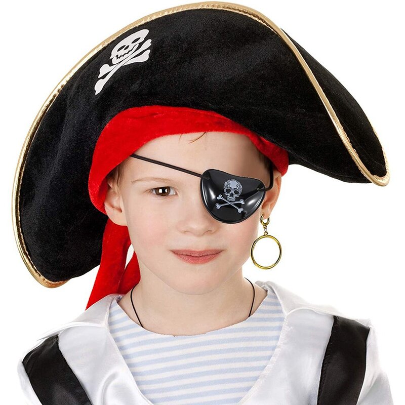Sombrero pirata para decoración de fiesta de Halloween, brújula negra, sombrero de capitán, accesorios de decoración para fiestas, recuerdos de fiesta de Halloween