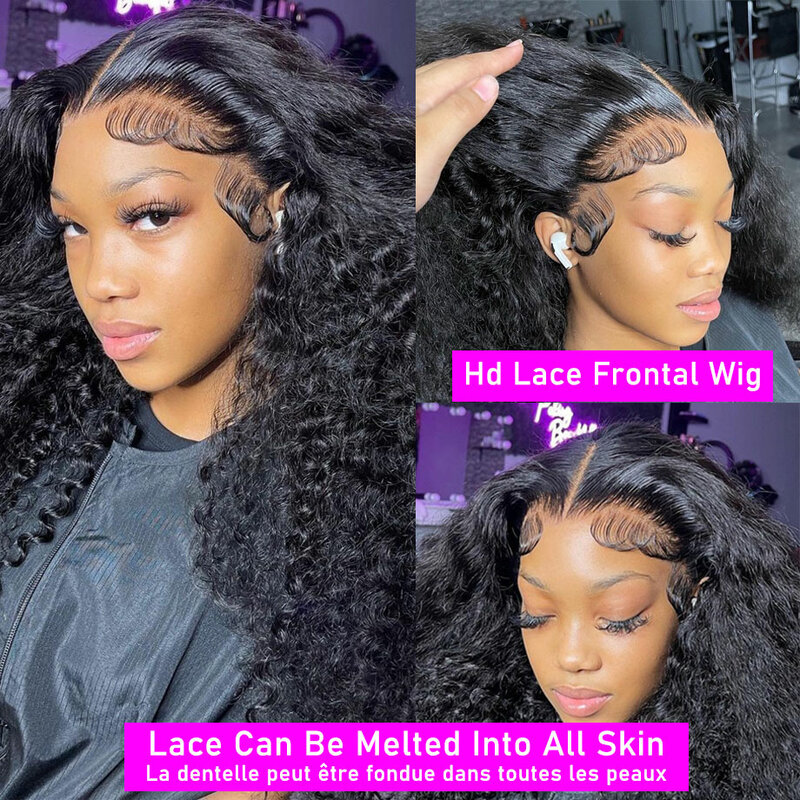 Perruque Lace Front Wig naturelle ondulée, cheveux humains, pre-plucked, 30 34 pouces, 13x4, Full Hd, pour femmes