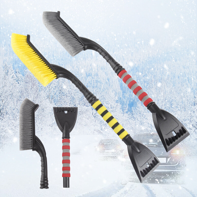 Универсальные инструменты для очистки автомобиля, лопата для снега, щетка для подметания, съемный автоматический скребок для льда на лобовое стекло с ручкой из пены 2 в 1
