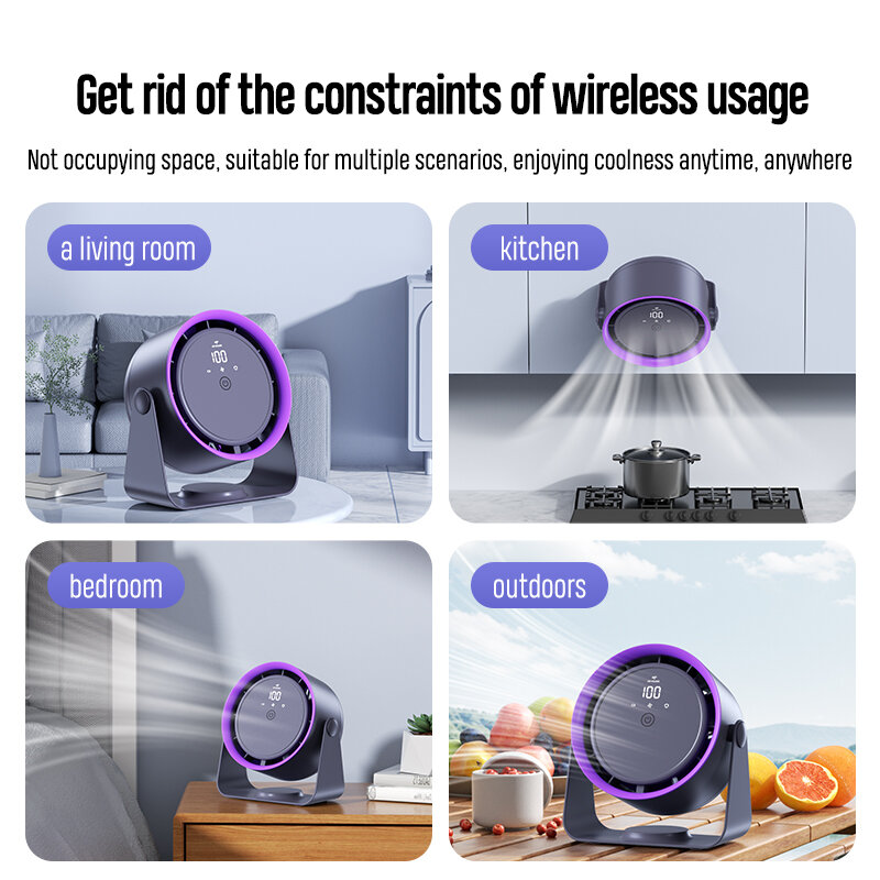 Portable Electric Fan 3600mAh AIr Conditioner Cordless Household Fan Desktop Wall Ceiling Air Cooling Spray Cooler 5 Speed Fan
