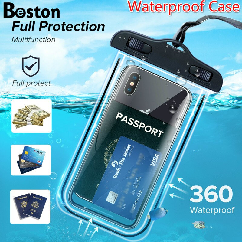 Bolsas de natación impermeables para teléfono móvil, funda a prueba de agua para iPhone 12 Pro Xs Max XR X 8 7 Galaxy S10
