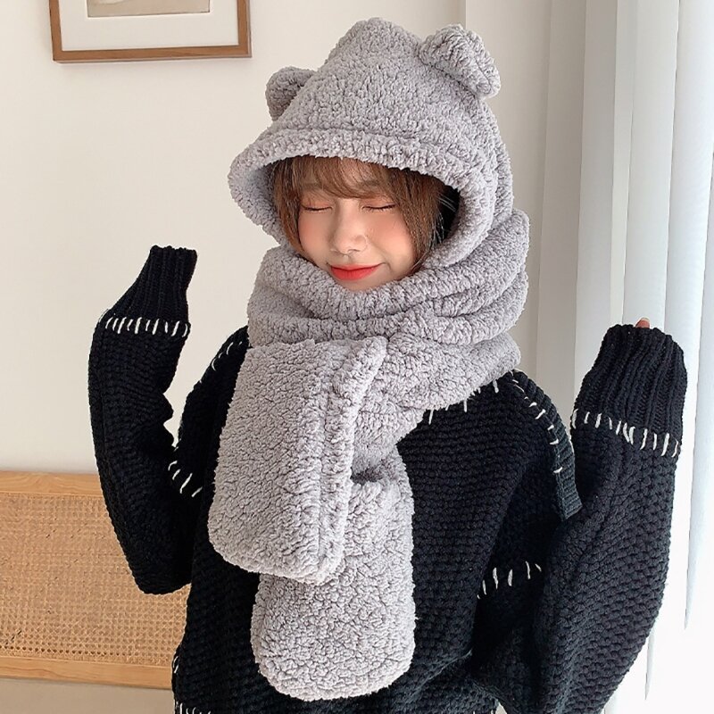 Y1UB 겨울 따뜻한 모자 스카프 장갑 여성용 방풍 모자 세트 따뜻한 3in1 슈트 유지