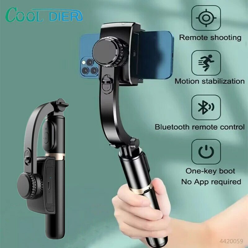 COOL DIER penstabil Gimbal ponsel Bluetooth, penstabil tripod nirkabel, tongkat selfie, braket pemegang untuk ponsel cerdas live 2023
