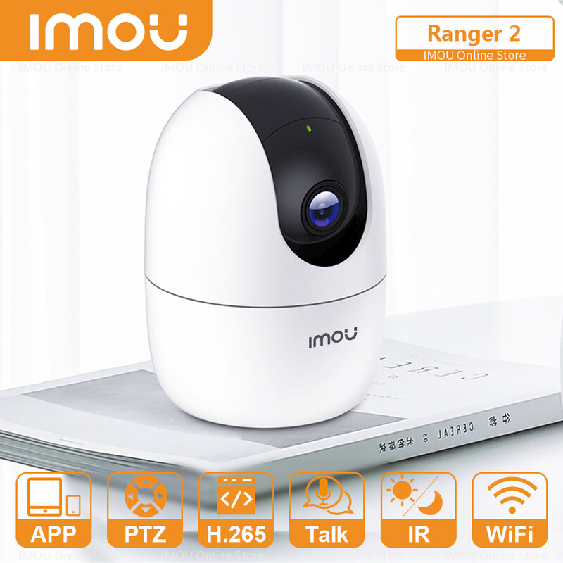 IMOU-Caméra de surveillance intérieure IP WiFi Ranger 2, suivi intelligent, panoramique, inclinaison, détection humaine, conversation bidirectionnelle, sécurité à domicile Vidéo Full HD 1080P et Compression H. 265 Suiv