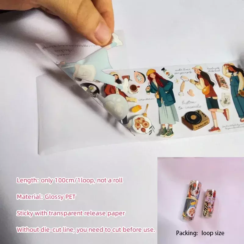 1loop/100cm wt schöne Mädchen transparentes Haustier band Beispiel Journal Scrap booking Aufkleber Carnet Art breite Abschirmung Masking Tape