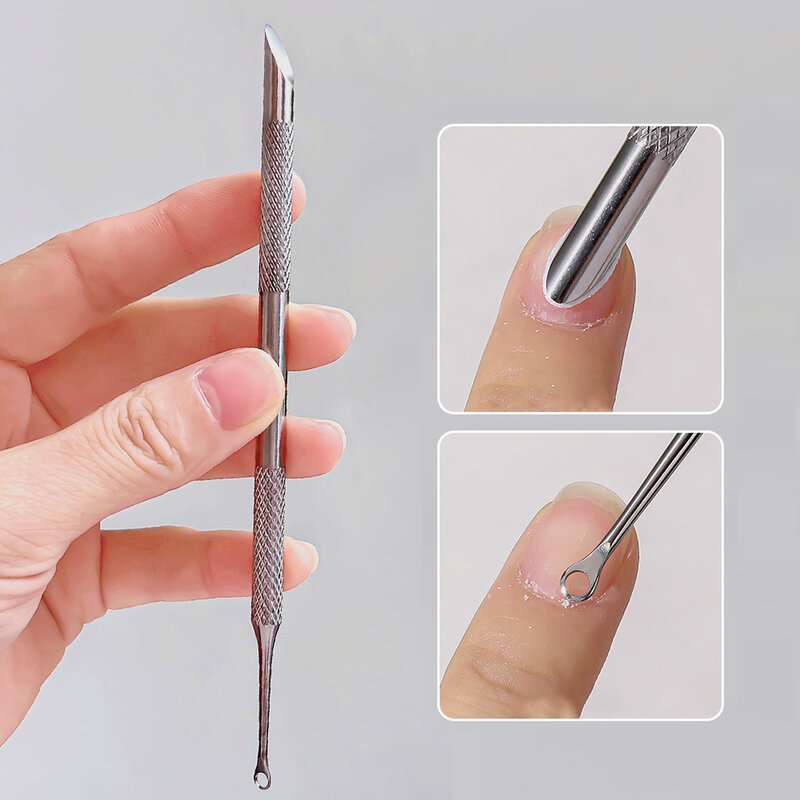 New Nail Circle Bevel Push Stainless Steel Cuticle Pusher Nail Front Shaver Manicure Sticks Tool