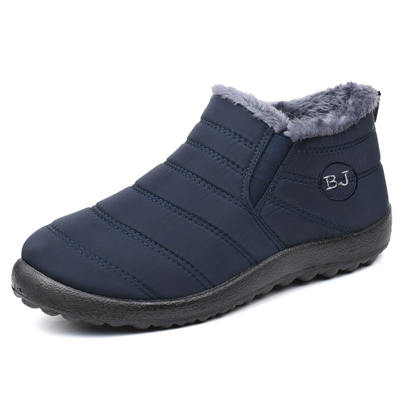 Impermeável Fur slip-on Ankle Boots para mulheres, sapatos de plataforma, plana, feminina, inverno, novo