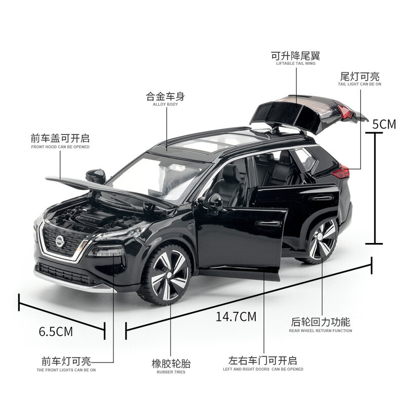 1:32 Nissan X-Trail SUV zabawkowy Model samochodu ze stopu odlewania dźwięk i światło samochody zabawkowe dla dzieci pojazd