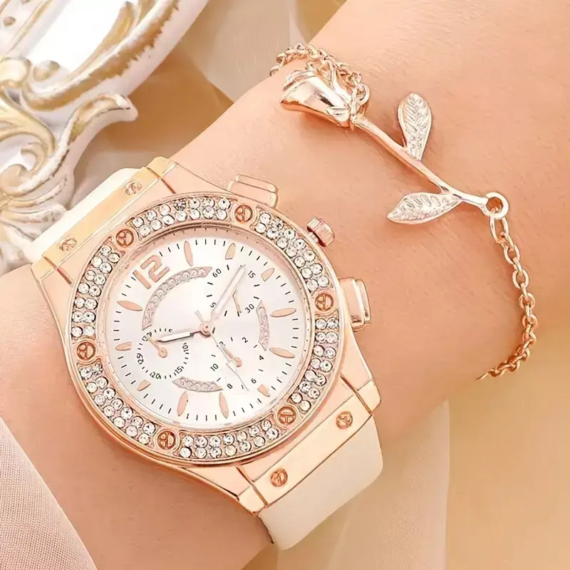 Jam tangan Analog wanita, 2 buah Set, jam tangan kupu-kupu kasual sederhana modis, hadiah gelang