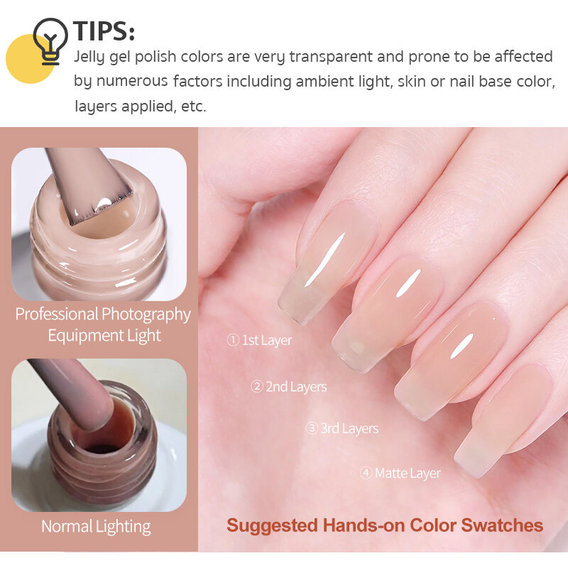 BORN PRETTY-esmalte en Gel para uñas, barniz para manicura artística, Color translúcido, melocotón, rosa claro, UV, 10ml