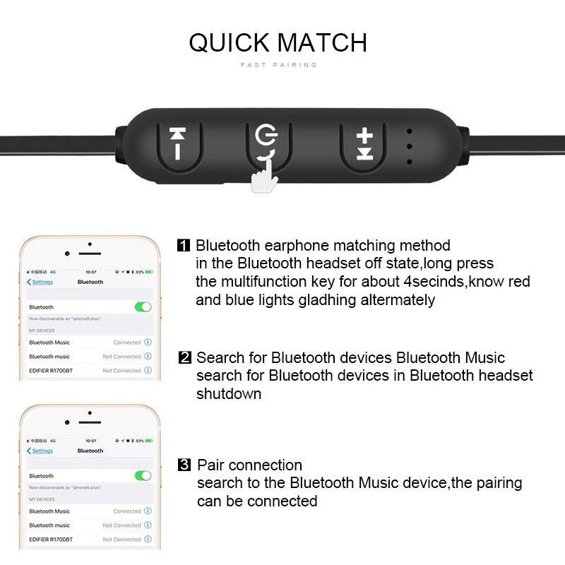 Auriculares inalámbricos magnéticos con Bluetooth, estéreo, deportivos, impermeables, intrauditivos con micrófono, envío gratis