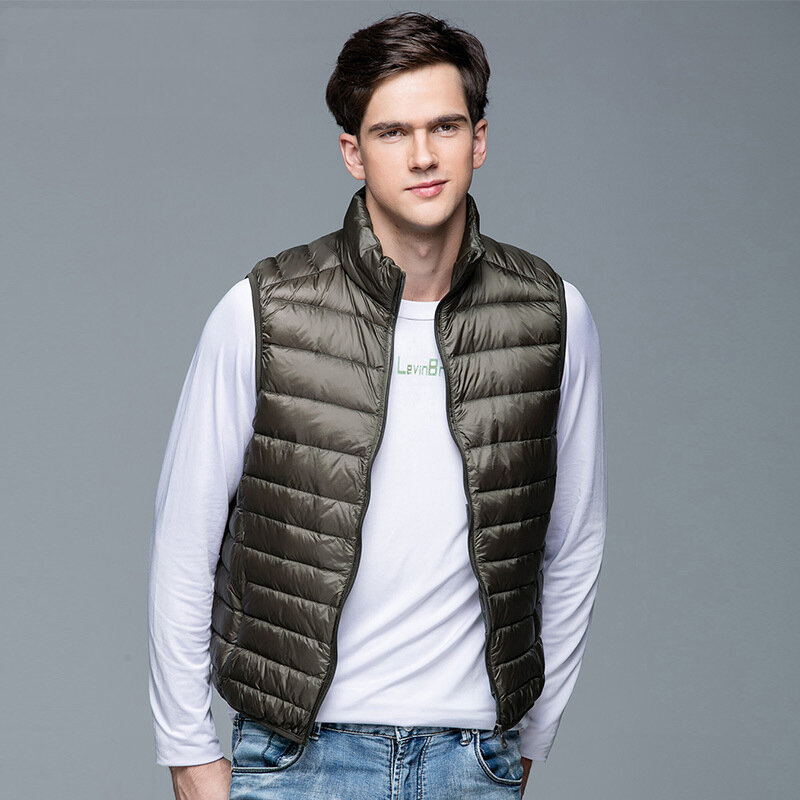 90% White Duck Down Vest Portable Ultra Light Sleeveless Jacket Portable Men's Vest New Men's Winter Sleeveless Jacket 2022