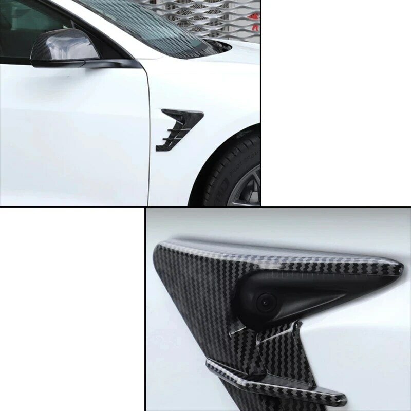 Car Side Wing Panel Cover, flancos da câmera, Dust Cover, Spoiler, Decoração, Modificação Acessórios, Tesla Model 3, Y, X, S