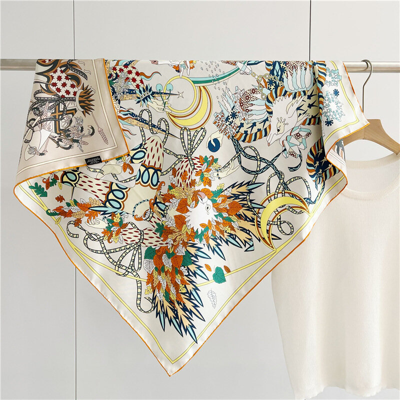 Brand Design Lady Luxury Silk Scarves in 90*90cm Double Side Print in Heavy Silk Fashion Women Foulard