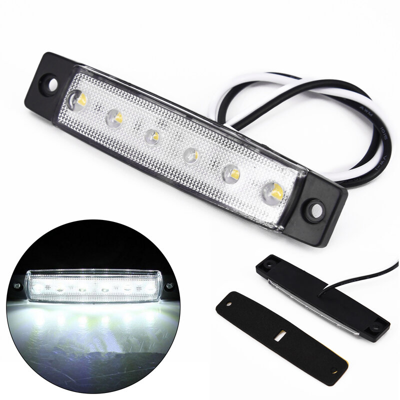 Luz de posición lateral LED blanca de larga duración, 12V, 6 LED, para remolque, camión, barco, autobús, rendimiento fiable, adecuado para diferentes modelos