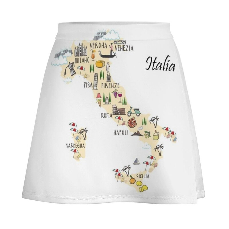Minifalda de mapa de viaje de Italia para mujer, vestidos de verano, ropa de estilo coreano, 2023