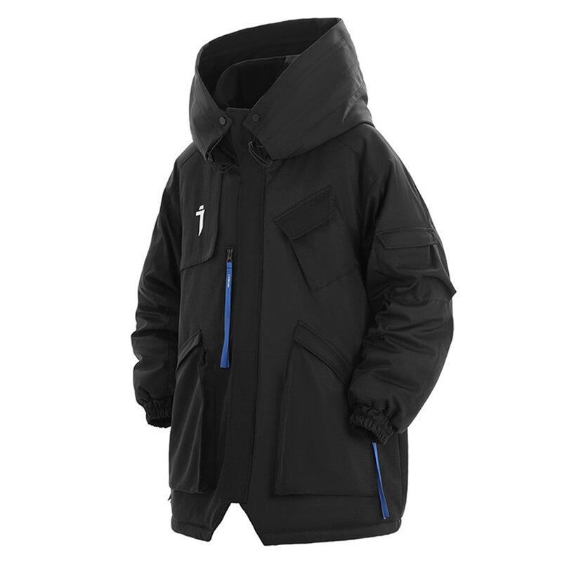 ARENS Mulit-chaquetas de invierno con bolsillo para hombre, abrigos tácticos, ropa de calle de moda, Parkas de gran tamaño, chaqueta cálida con capucha, rompevientos