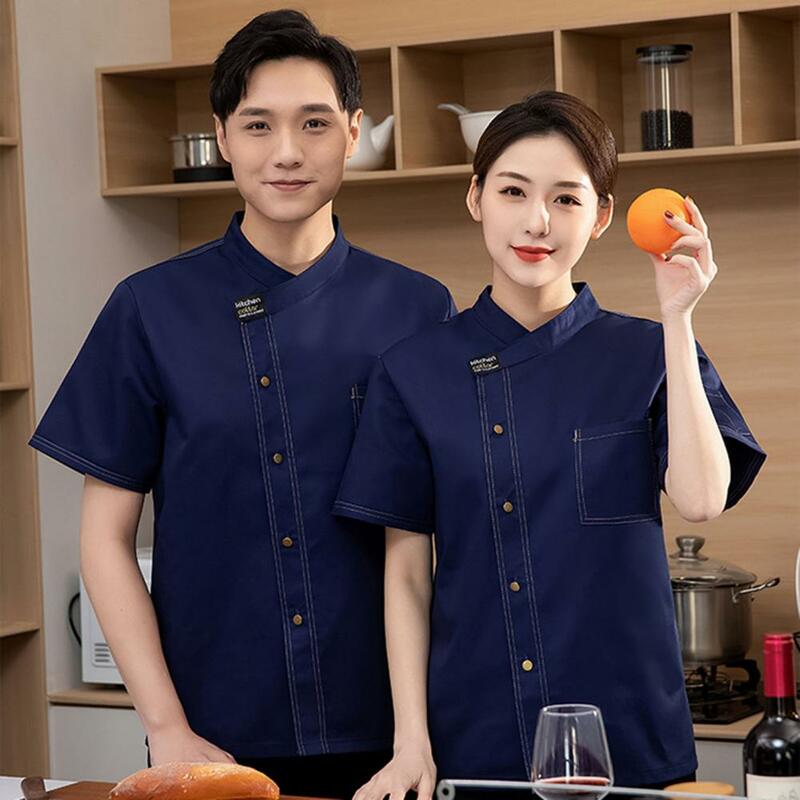 Uniforme de Chef de manga corta Unisex, uniforme de Chef profesional con soporte para restaurante y camareros
