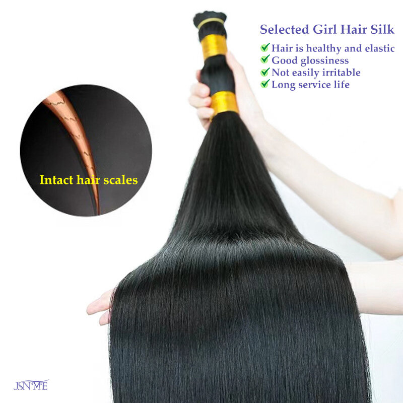 JSNME-Straight Bulk extensões de cabelo humano para salão de beleza, loiro, preto, marrom, 100% Real Remy, alta qualidade, 613 cores