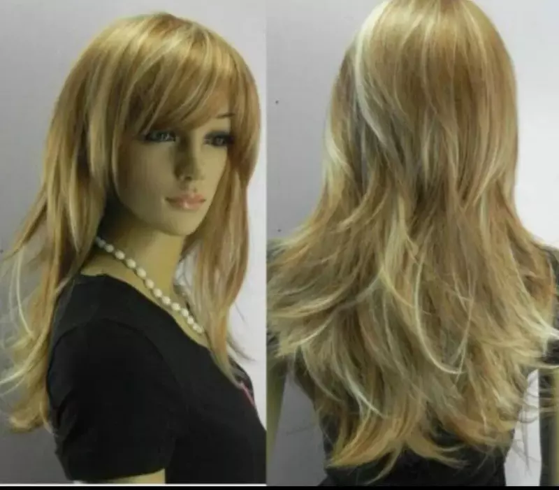 Dziewczęce damskie brązowo-jasny blond mix długie proste pełna peruka nowa wysokiej jakości modny obraz peruka
