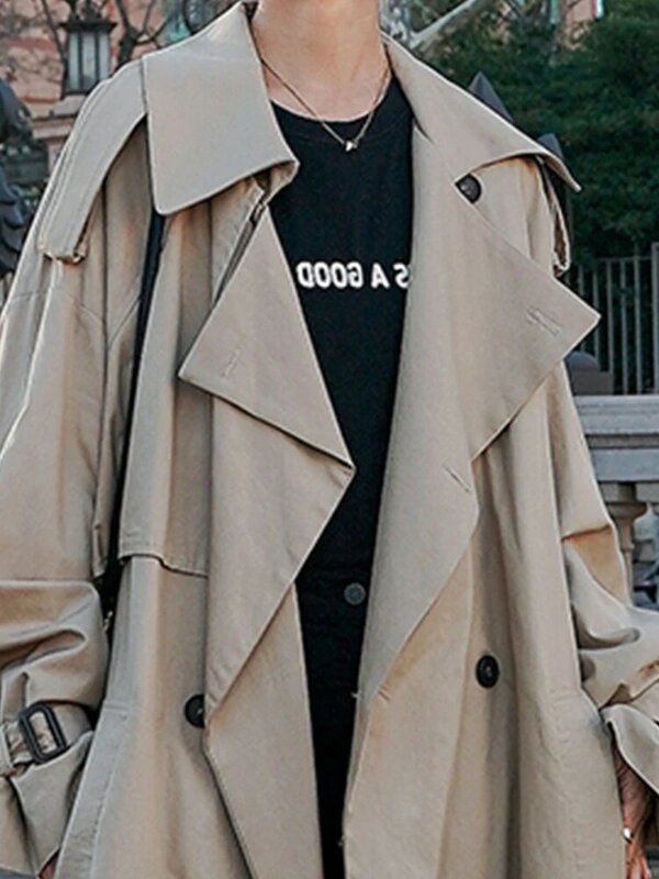 Lautaro весна осень удлиненный повседневный плащ для женщин с поясом с длинным рукавом реглан Двубортная корейская мода свободного кроя верхняя одежда женская тренч оверсайз пальто женское весна 2022