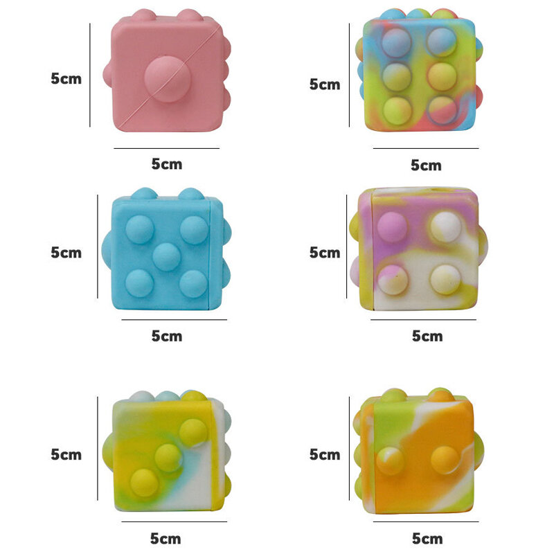 사각형 모양 피젯 장난감 아기 실리콘 스트레스 방지 공 팝잇 다채로운 푸시 팝 버블 어린이용, 심플한 딤플 감각 장난감