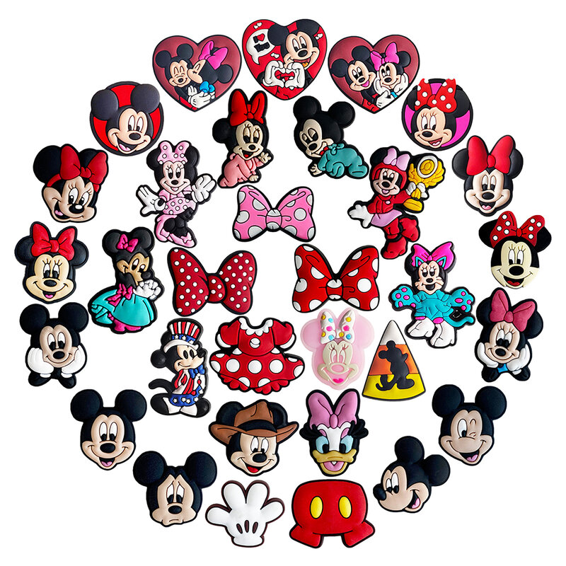 Disney-Cute Mickey e Minnie PVC Shoe Charms, Cartoon Garden Sandals, Acessórios para Tamancos, Decoração Fivela, Menina, Kids Gift, 1Pc