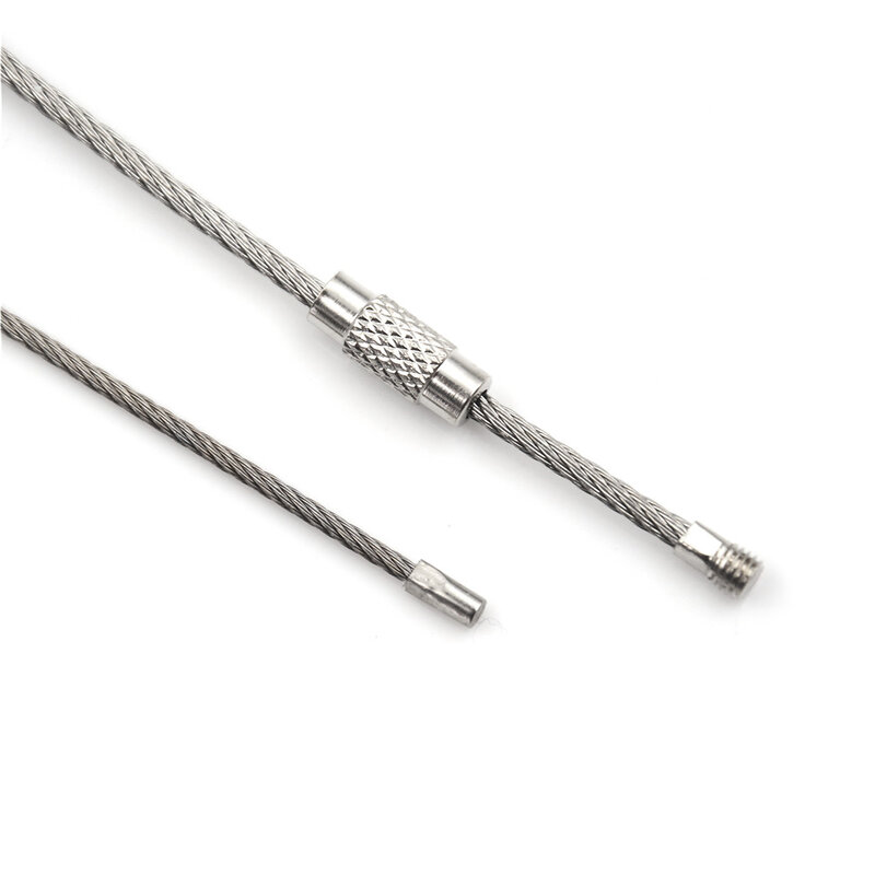 Chaveiro de aço inoxidável cabo chaveiro, caminhadas ferramenta fio, moda, 10 cm, 15 cm, 20cm, 10pcs