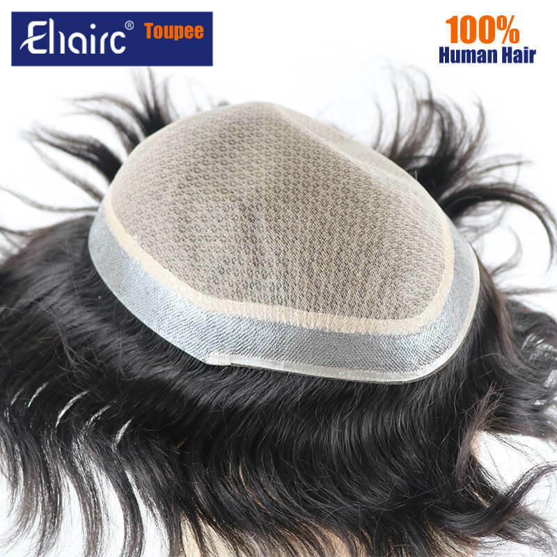 M renda | Wig pria dengan penutup jaring berlian dasar sutra Wig untuk pria Wig pria tahan lama 100% Unit sistem rambut manusia
