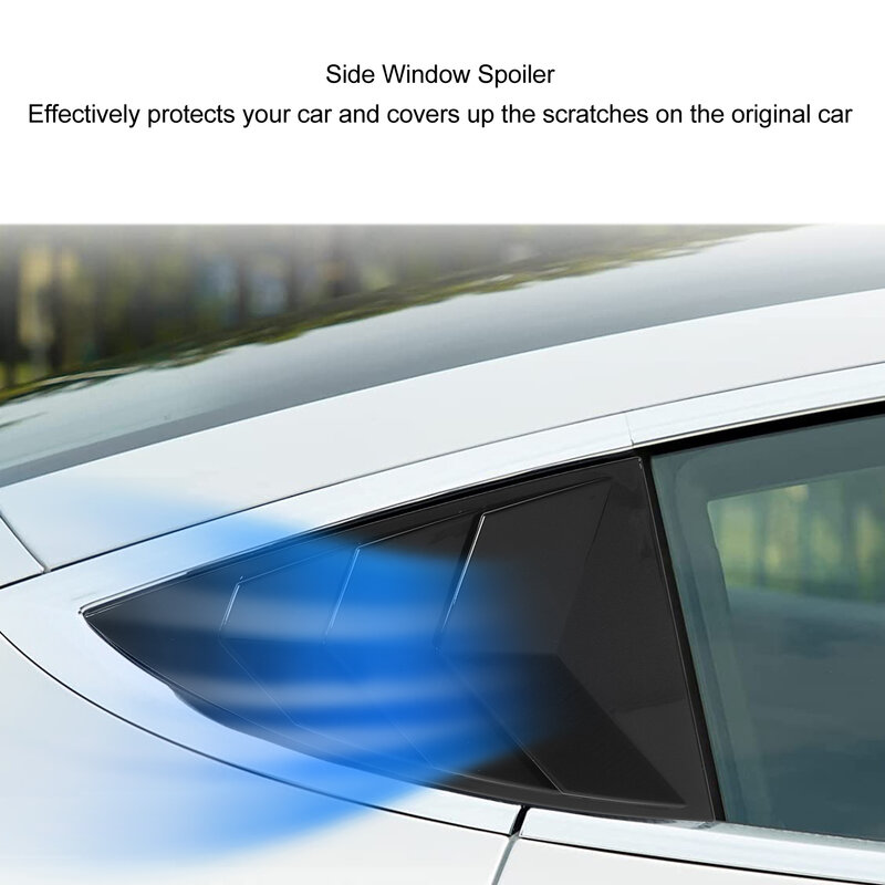 Sostituzione della copertura dell'ombra del divisore del triangolo della superficie liscia dello Spoiler della finestra laterale 2PCS per Tesla Model Y da 2021 a 2023 nero
