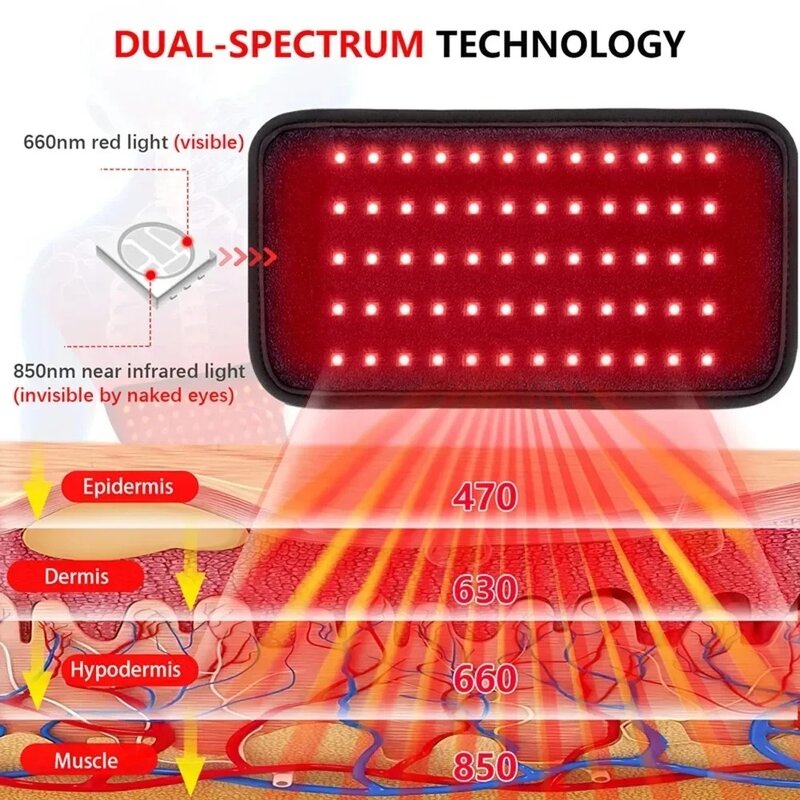 ZONGKUNG-Cinto de luz vermelho e infravermelho, dispositivos LED de corpo inteiro, grande envoltório vestível para cintura, costas, almofada de barriga, 660nm