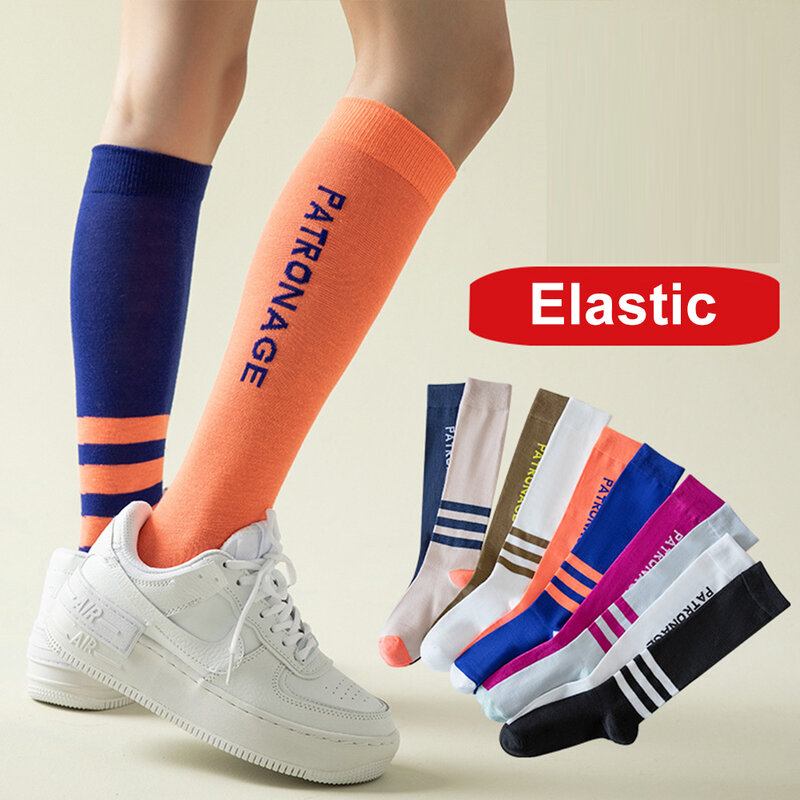 Fashionable Color Scheme 2024 Socks Women's Calf Socks Fitness Running Sports Daily Elastic Slimming Leg Comfortable Pure Cotton