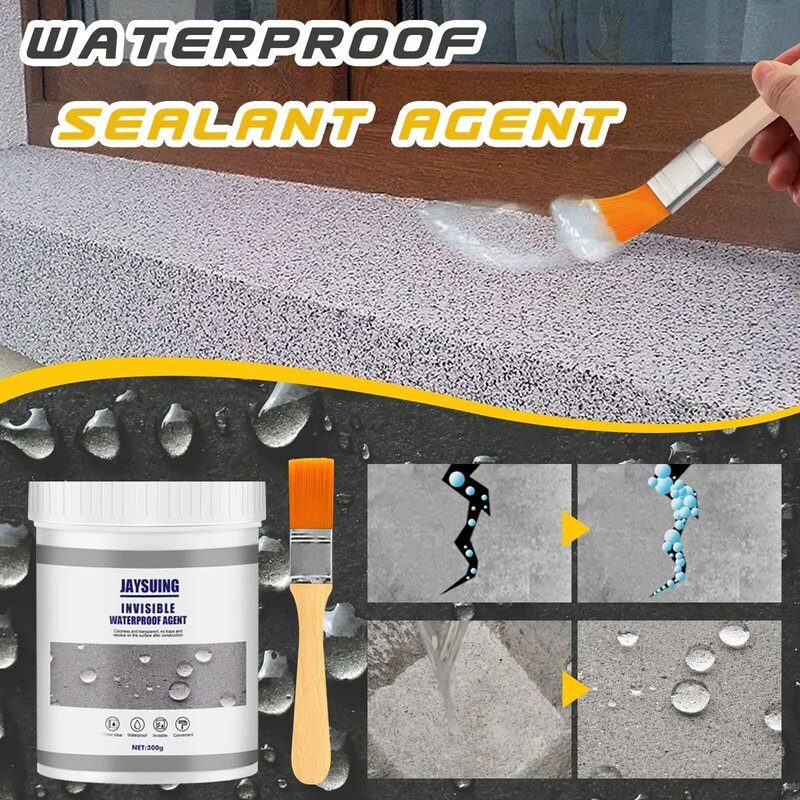 Lem perekat pelapis tahan air dengan sikat, lem anti-bocor untuk atap rumah dan kamar mandi transparan 300g/900g