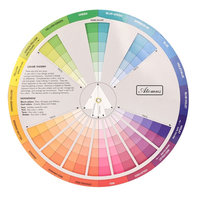 Diseño tarjeta papel Rueda mezcla colores Gráfico Guía Círculo central redondo