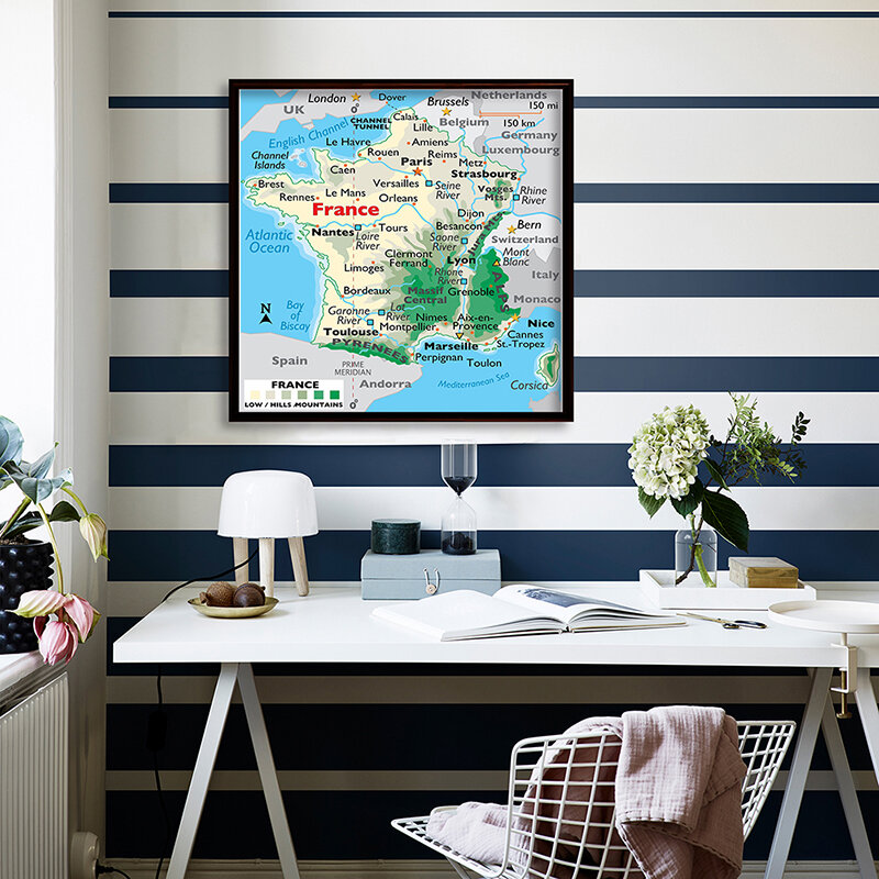 The Korea Topography Map 90*90cm Wall Art Poster Decorative Prints Non-woven Canvas Painting Home Decor Office School Supplies