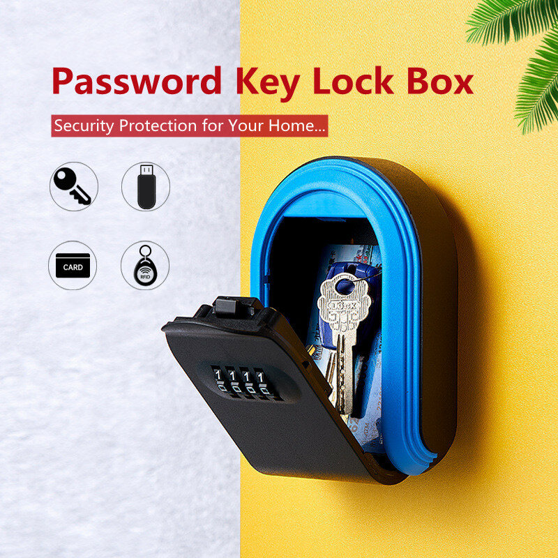 Kotak kunci pasang dinding, 4 Digit kombinasi kode Pemegang Kunci plastik penyimpanan kunci kotak keamanan untuk rumah dalam dan luar ruangan aman