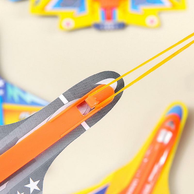 Mainan pesawat katapel plastik yang diluncurkan secara manual Model pesawat lempar dengan gagang peluncuran liburan bagus ulang tahun untuk anak laki-laki usia 4-7
