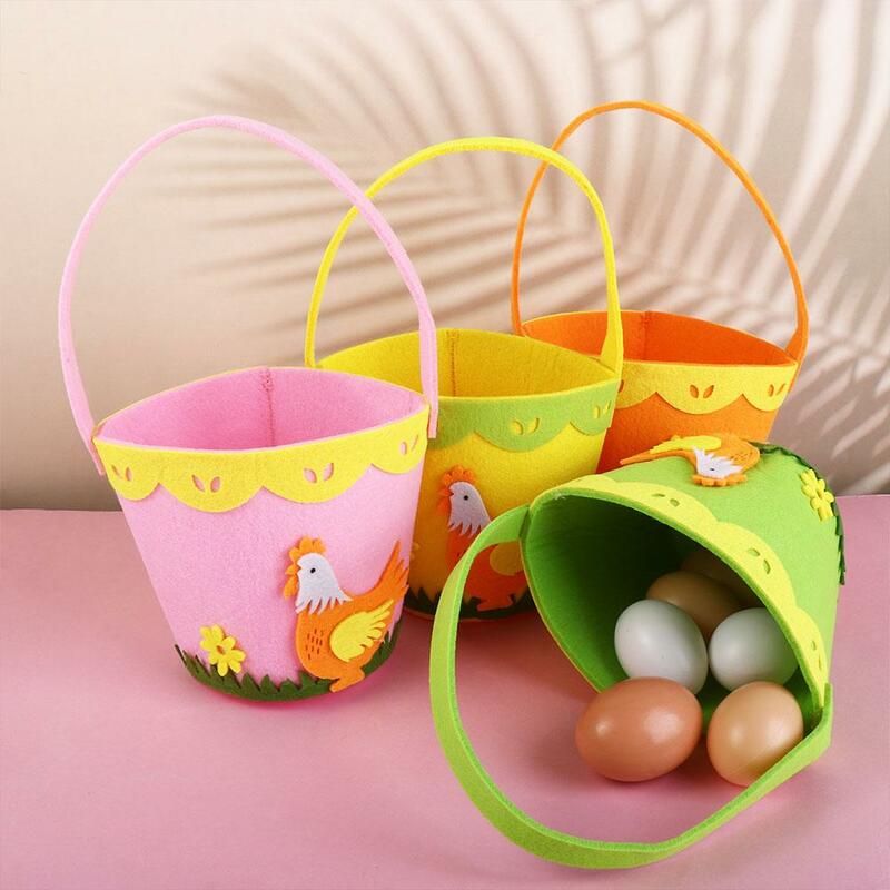 Feest Candy Ei Emmers Niet-Geweven Tas Met Handvat Wollen Vilt Tas Voor Kinderen Kinderen Snoepzak Cadeau Tas Draagtas Easter Egg Bag