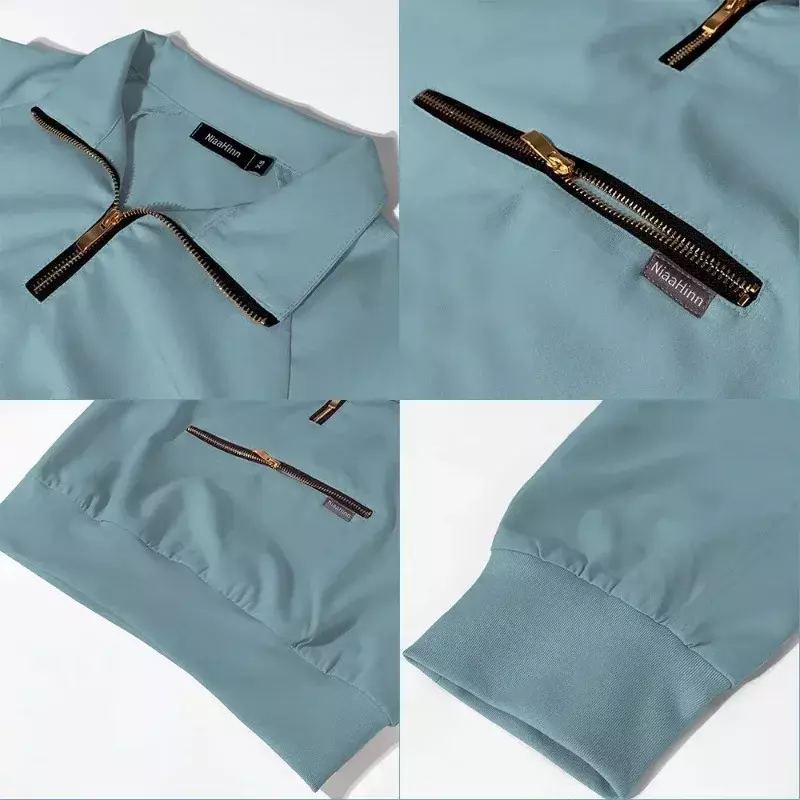 Uniformes de manga comprida com calças de bolso Scrub Tops Conjunto de esfrega médico Ternos de jogging Vestuário de salão de beleza Moda