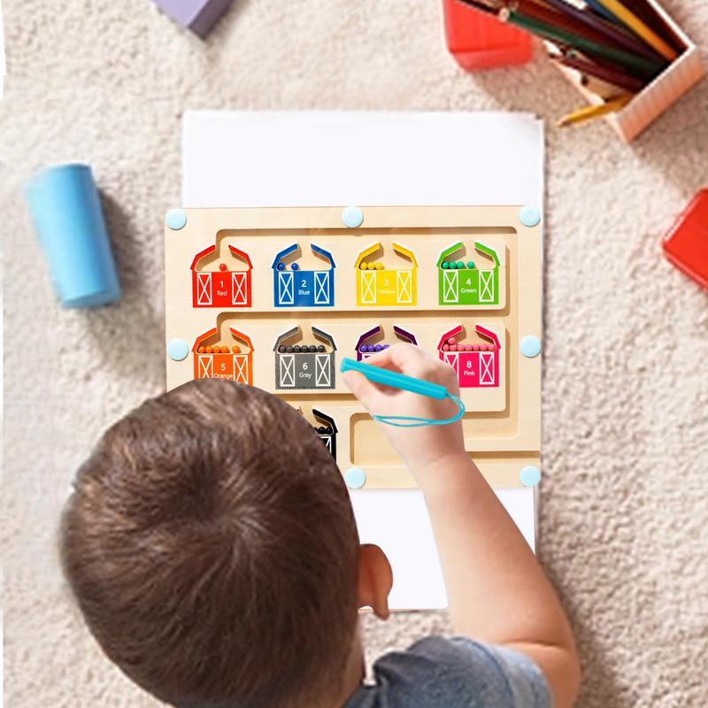 Magnetyczny labirynt kolorów i liczb dla dzieci liczące pasujące zabawki Puzzle interaktywna gra planszowa Montessori przedszkolne zabawki do sortowania kolorów