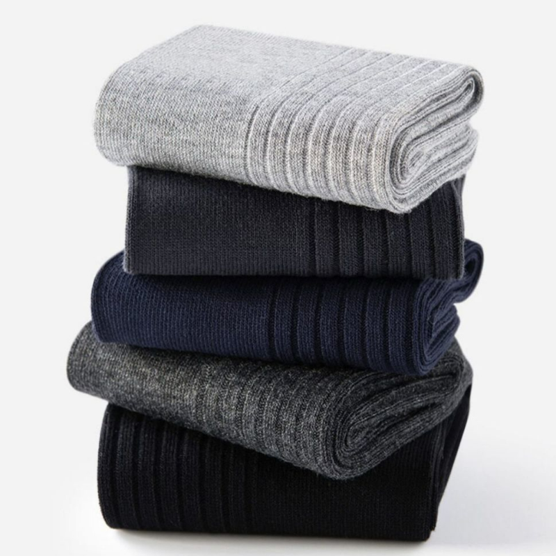 Calcetines informales a rayas para hombre, calcetín desodorante, transpirable, color negro, ideal para viajes e invierno, 1 par