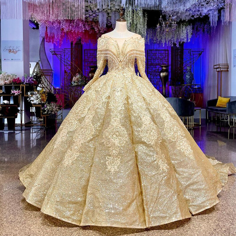 2023 Потрясающие бальные платья Quinceanera с круглым вырезом, аппликацией, блестками и бисером, изготовленные на заказ