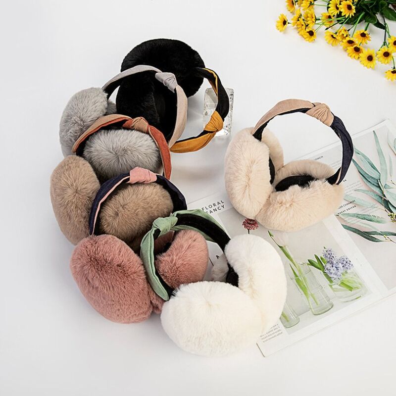 Women's Fashion Earmuffs Two-color Headband Folding Earmuffs Faux Fur Plush Winter Warm Cold Protection Earflaps