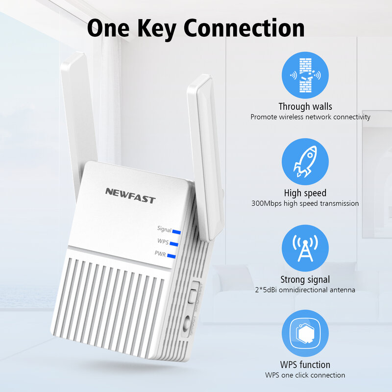 300Mbps Wi-Fiリピーター,2.4Ghz,802.11/b/n,アンテナ,信号範囲拡張用のエクステンダー