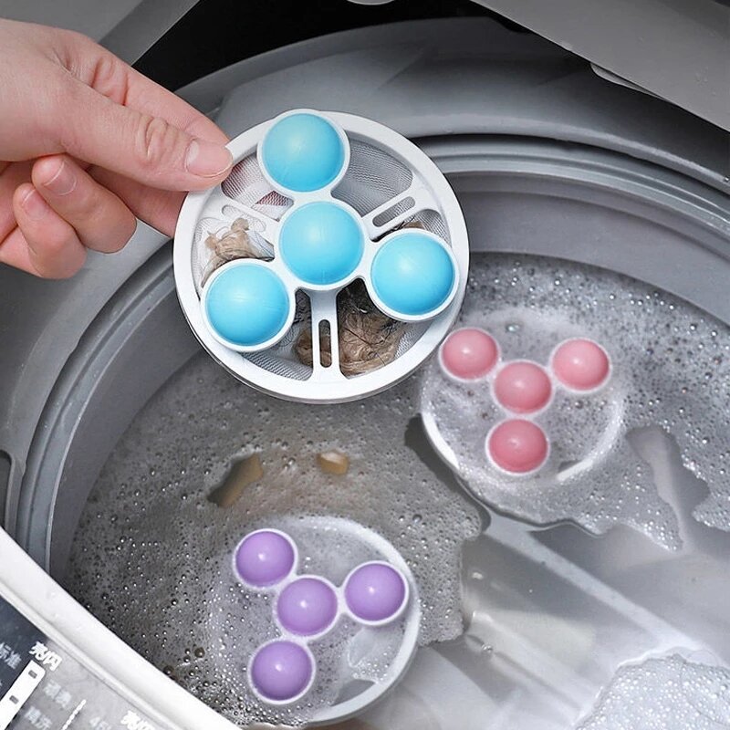Washing Machine Hair Filter Floating Pet Fur Lint Hair Removal Catcher Reusable Mesh Dirty Collection Pouch Cleaning Balls Tools