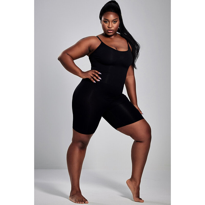Plus Size Sport Romper Black Knitted Solid Color High Waist Tight Yoga Romper