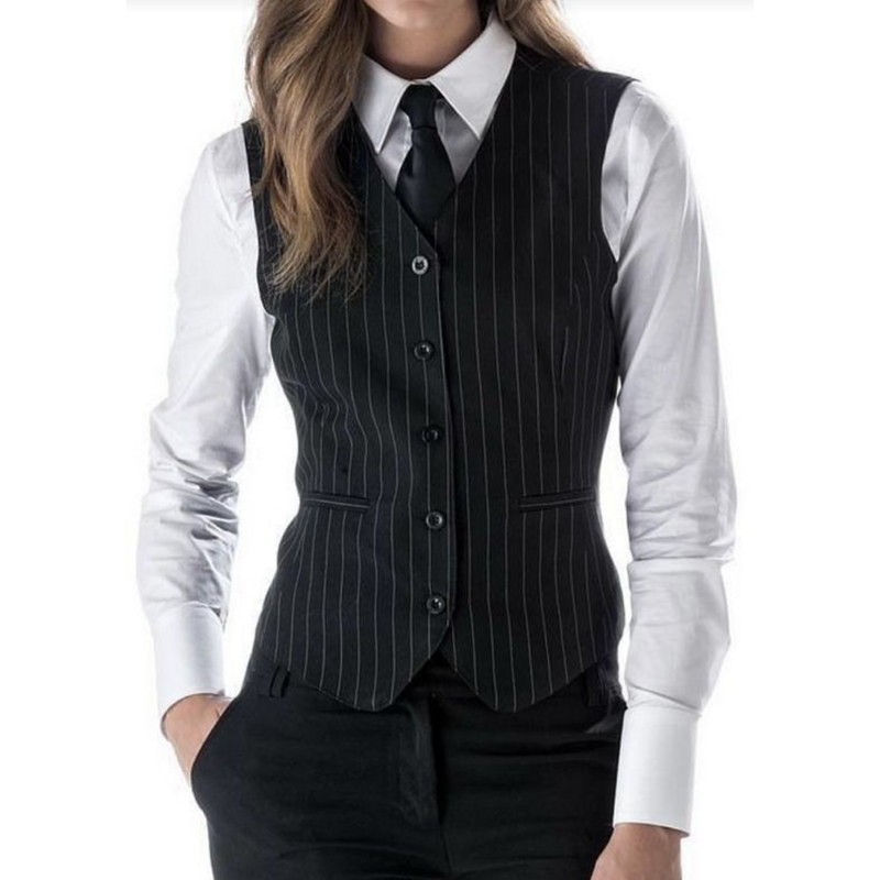 Chaleco de talla grande a rayas para mujer, traje de una sola botonadura, elegante, fresco, sin mangas, nuevo estilo, 2024