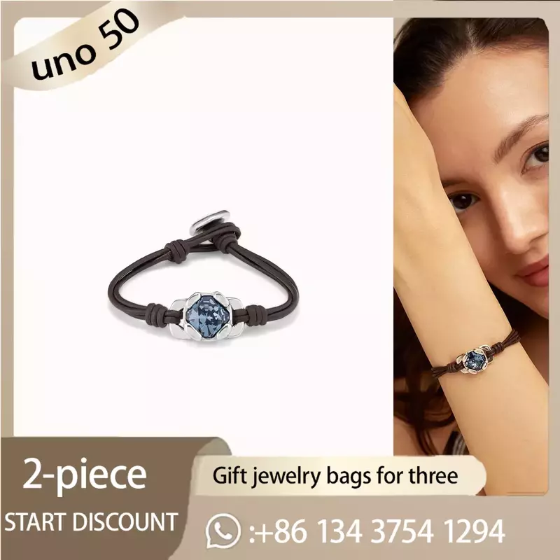 Pulsera ligera con gemas azules, brazalete DE moda UNO DE 50, 2024 nicho, joyería 925
