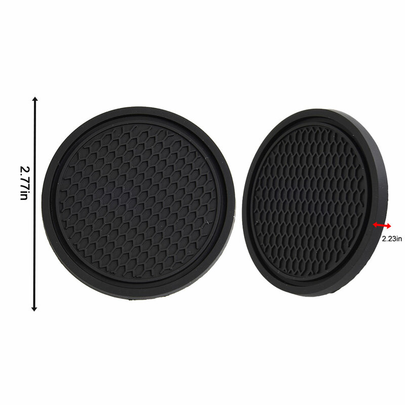 2 Pcs Black Silicone Car Auto Cup Holder Anti Slip Insert Coasters Pads Simple Vehicle Interior-Accessories Protective Pad Mat