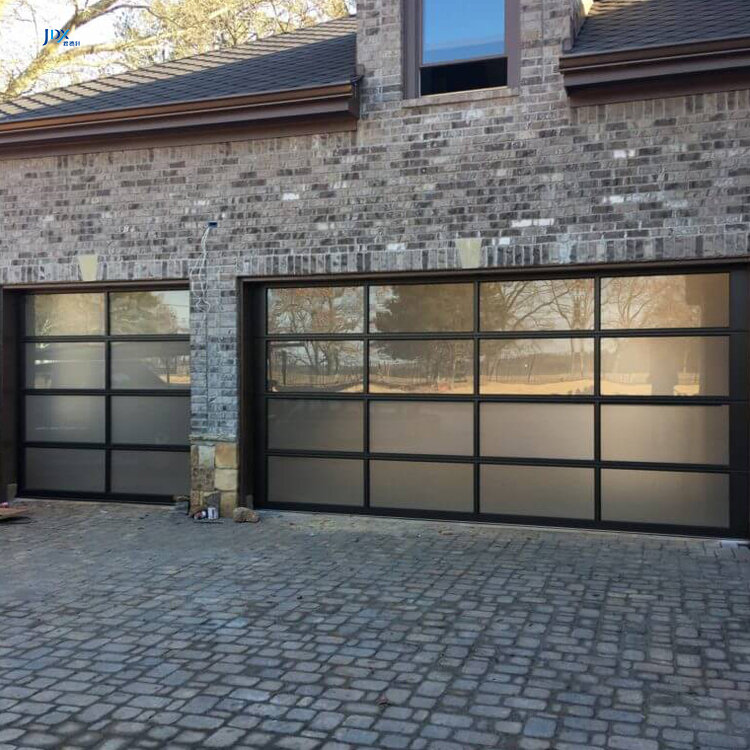 Puerta de garaje de vidrio para casa, puertas de garaje con marco de aluminio anodizado, Blanco claro, marrón, con paso, superventas